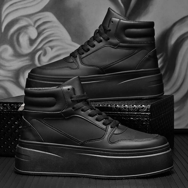 Autumn Men Casual Platf orm Ankle Boo ts Hi gh-top Thick Bottom Sneakers Male Outdoor Basketball Shoes Sport Trainers