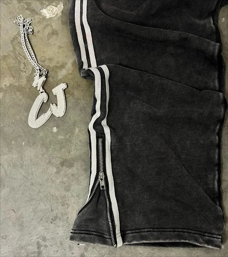 Y2K Fashion Simple Striped Straight Casual Pants for Men and Women Retro Streetwear Hip Hop Korean Street Couple Loose Sports Pants 240930