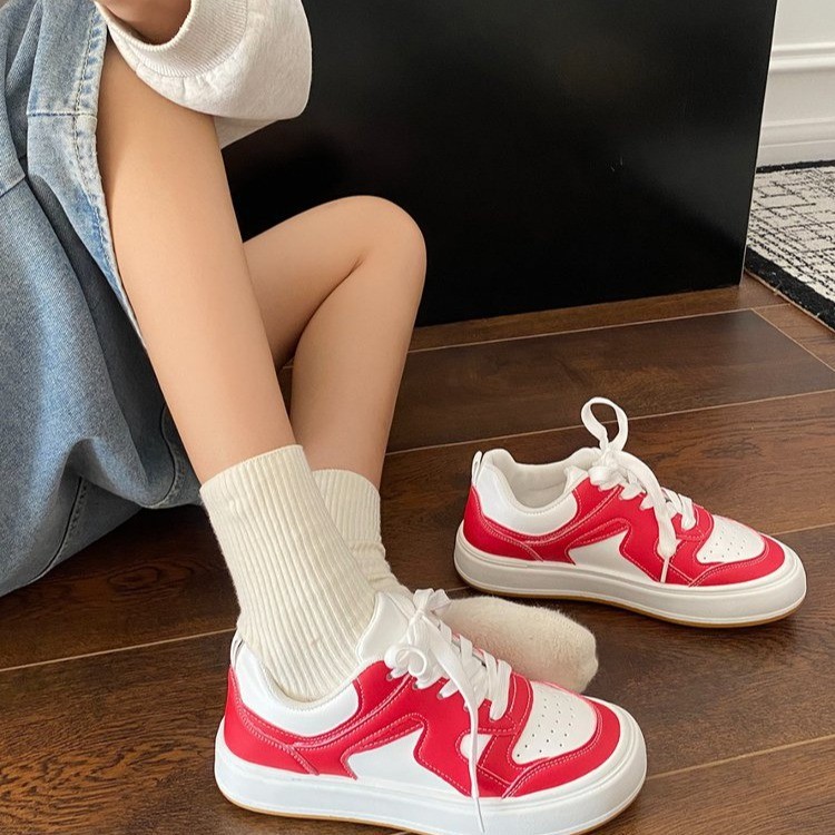 Casual Shoes for Women Breathable Blue Pink White Brown Lace Up Trendy Shoes Leather Shoes