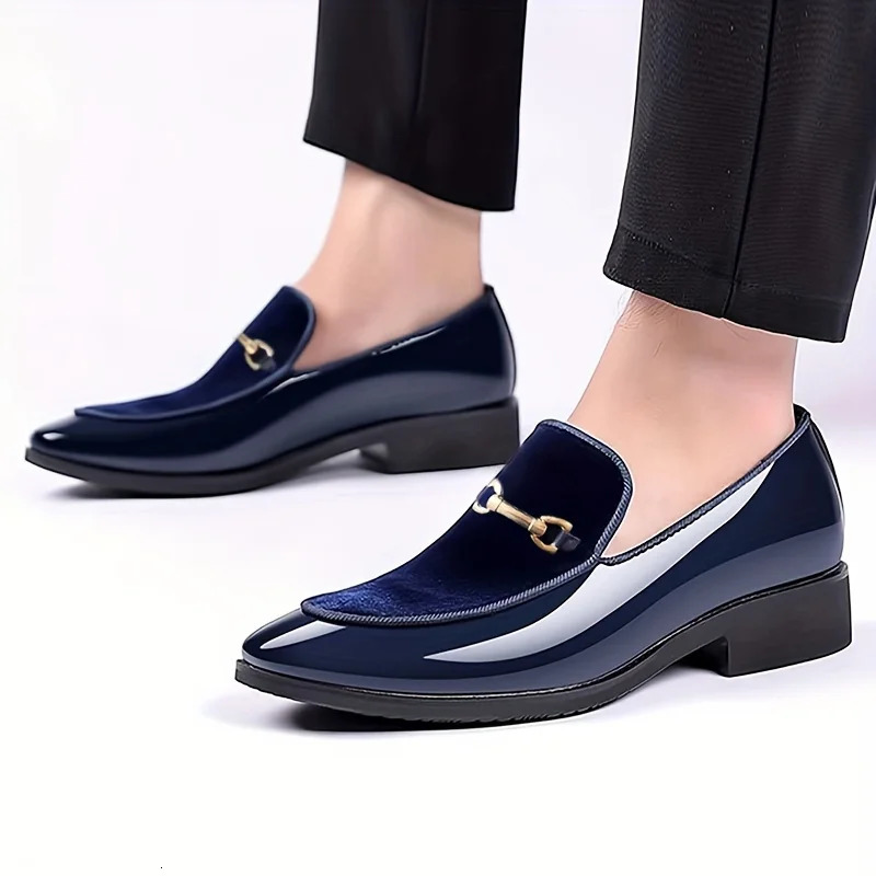Loafers Fashion Pointy Dress Mens Shoes Loafers Official Wedding Shoes Party Apartment Navy Blue Loafers Mens Shoes Black 240930