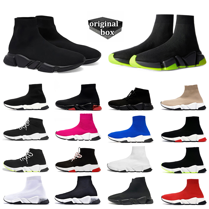 With box Paris Sock Shoes Triple Black White S Red Beige Casual Sports Sneakers Socks Trainers Mens Women Knit Boot Ankle Booties Platform Shoe Speed Trainer 36-45