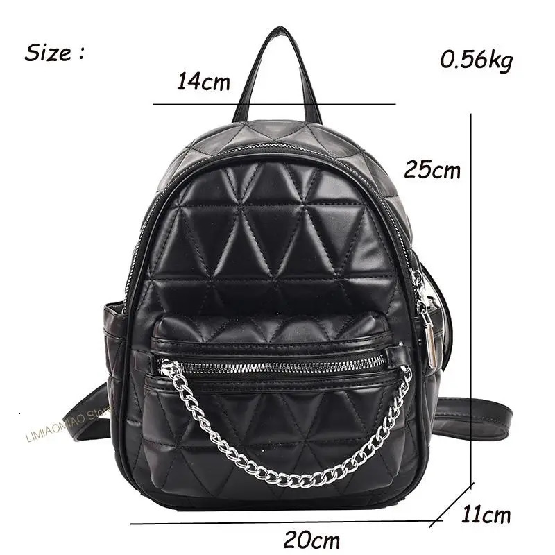 Leather Sac A Dos Chain Fashion High Quality Small Backpack for Teenage Mochila Rucack 240927 73fc 4