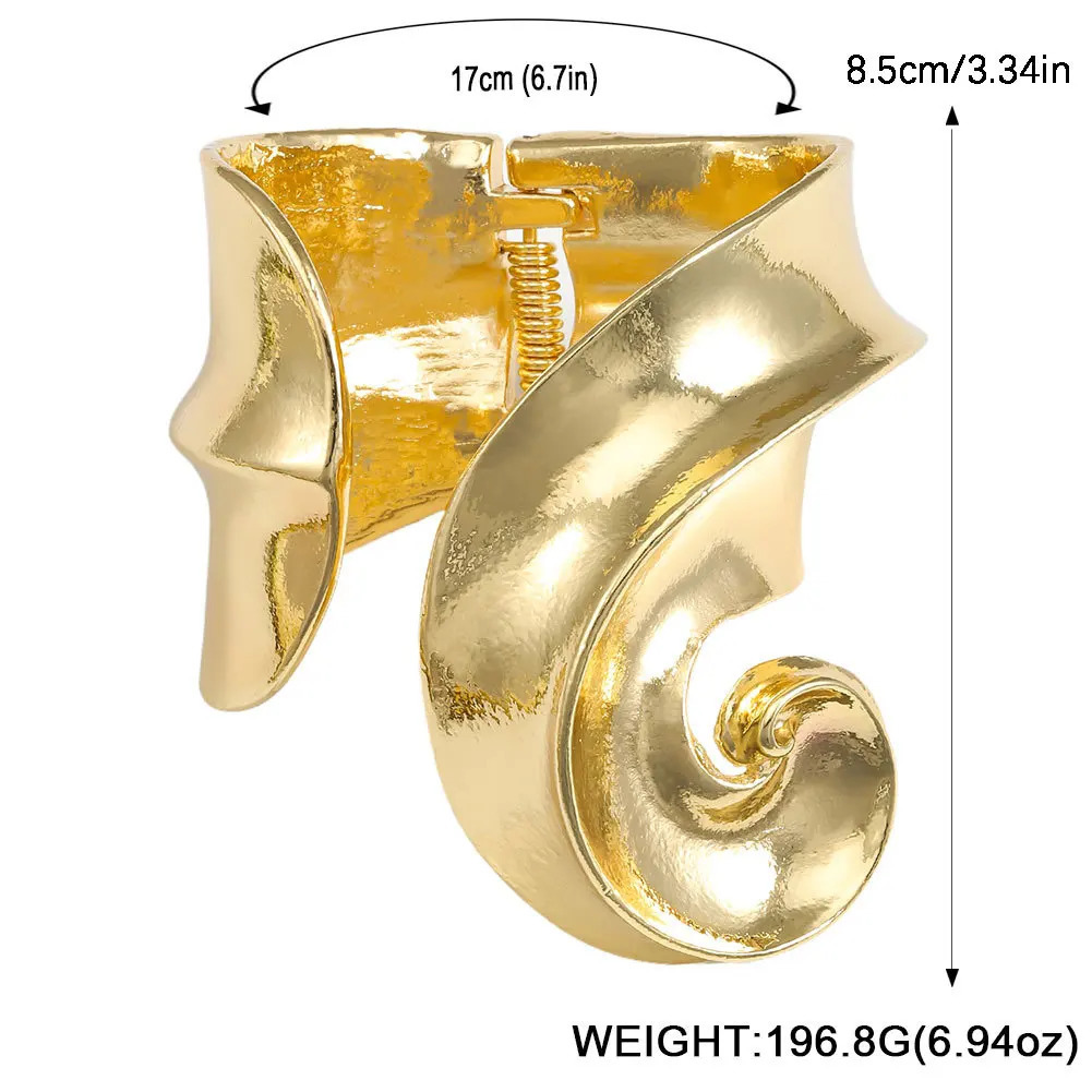 Exaggerated Metal Irregular Spiral Vortex Geometric Adjustable Bracelet Bangles for Women Girls Vintage Heavy Jewelry Gifts 240921