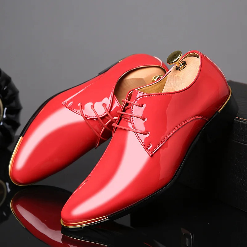 Mens High Quality Patent Leather Shoes White Wedding Shoes Size 38-48 Black Leather Soft Mens Dress Shoes 250226
