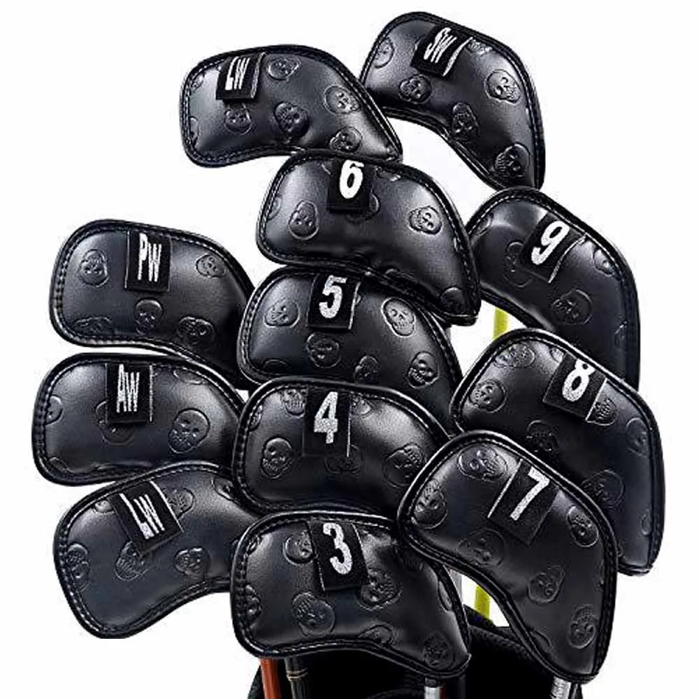 12 piecesset Skeleton Golf Iron Head Cover 39 Pw Aw Sw Lw Club Printing Digital Case Training Equipment Accessories 240921