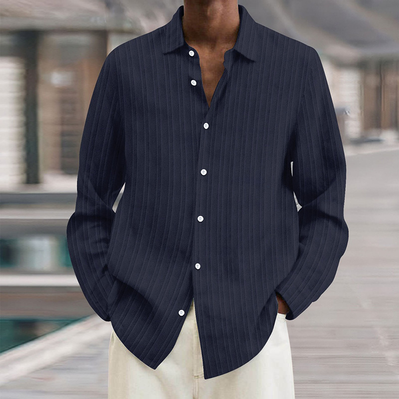 Men's Designer Luxury Dress Shirts Long Sleeve Business Casual Shirt cotton linen lapel Collar Stretch Party Club blouse Spring Autumn S-3XL Blac