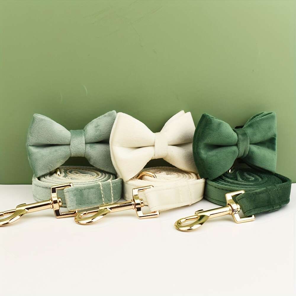 Custom With Veet Bow Tie Collar, Adjustable Dog Collar