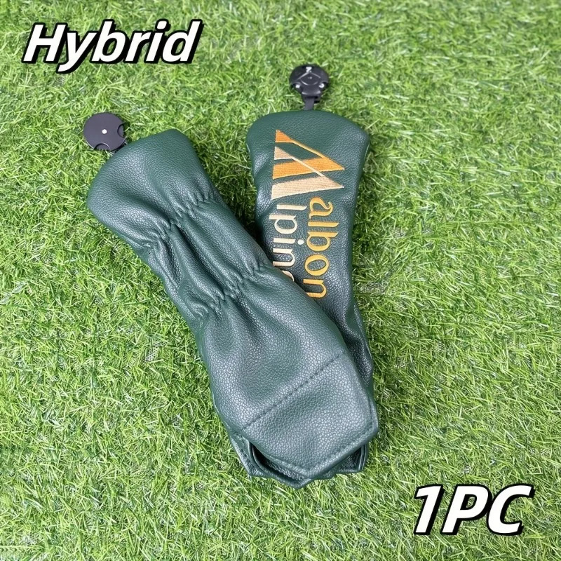 Golf club head cover set made of PU fabric with hook and loop closure suitable for hybrid drivers amusement park forest dustproof protective socks 240