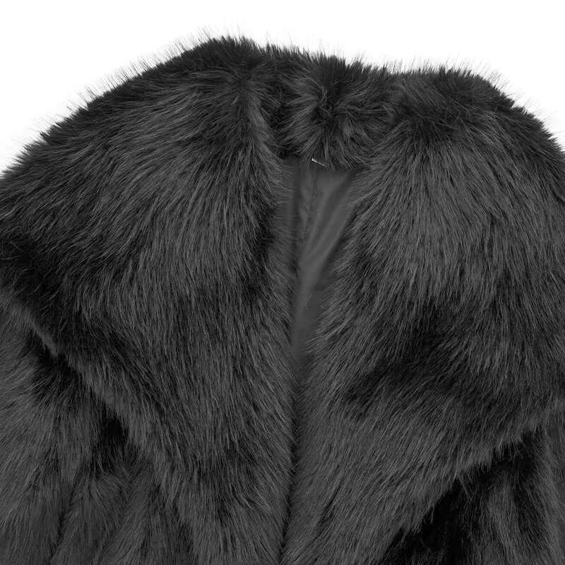 TRAF 2024 Women's Black Fluffy Autumn Winter Faux Fur Coat Plush Outerwears White Red Gray Warm Cropped Jacket