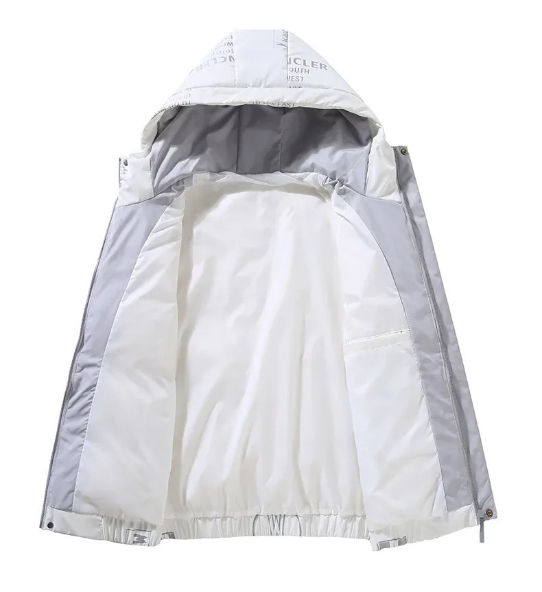 Winter Mens Hoodie Inflatable Jacket Shiny Coat Leisure Park High Quality Mens White Duck Outdoor Windproof Jacket 4XL 240923