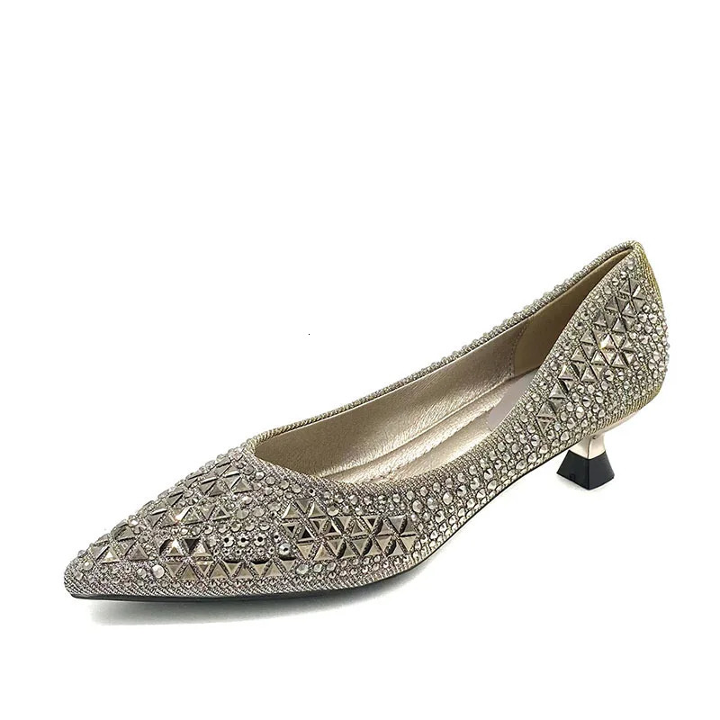 Glitter Crystal Pumps Women Trafa Gold Shoes Glass Heel Brides Wedding Shoes Female Office Ladies Dress High Heels Tacones Mujer 240927