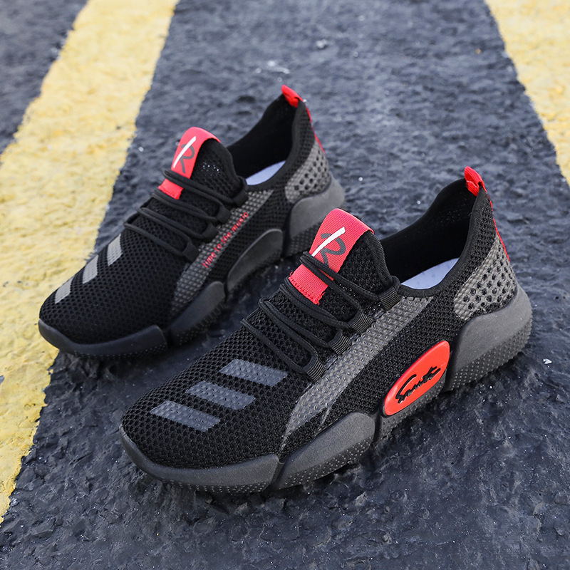 Leisure sports men's breathable running shoes, Korean version of fashionable and trendy mesh shoes