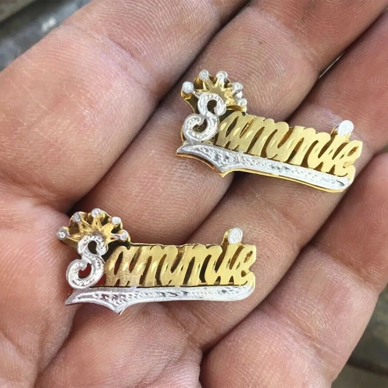 Customized Name Earrings Double Color Stainless Steel Earrings Personalized 3D Name Earrings Womens Jewelry Gifts 240921
