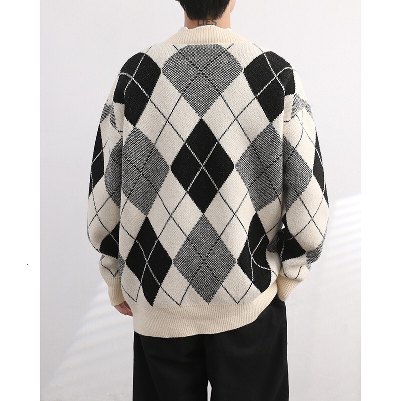 Autumn Men's Knitted Printed Buttons Cardigan Sweater Long Sleeve Casual Streetwear Stylish Leisure Coat Fashion Knitwear