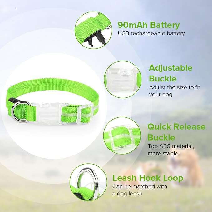 for Night Walking,Rechargeable Light Up Collar Led Color,Glow in The Dark Dog Collars Waterproof