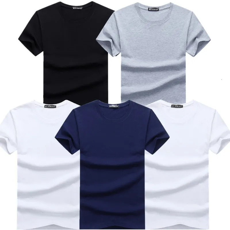 high-quality fashionable mens T-shirt casual short sleeved mens pure cotton casual T-shirt summer clothing 5 pieces/batch 240930