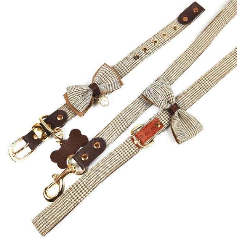 New Fashion Design Bowknot Bowtie Pet With Name Tag Pattern Polyester Necklace Adjustable Dog and Cat Collar