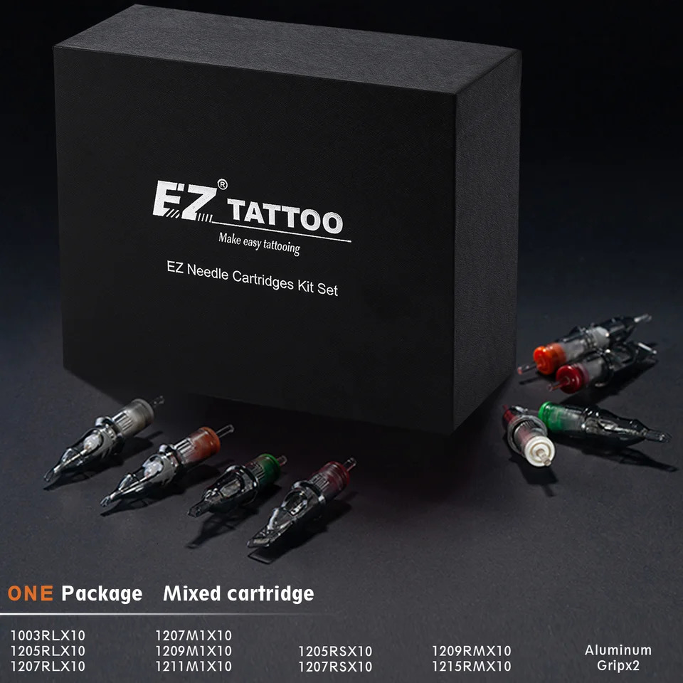 50 Pieces Valued Package EZ Revolution Tattoo Cartridge Needle kit RL RS M1 M1C Assorted Sizes for Tattoo Machine Supplies 240925