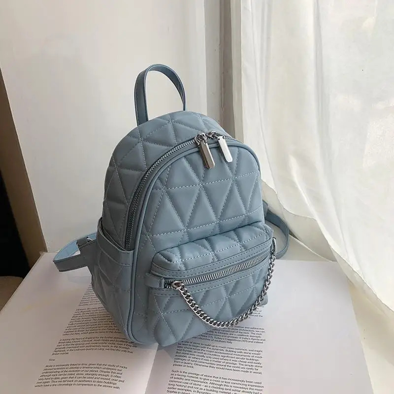 Leather Sac A Dos Chain Fashion High Quality Small Backpack for Teenage Mochila Rucack 240927 73fc 4