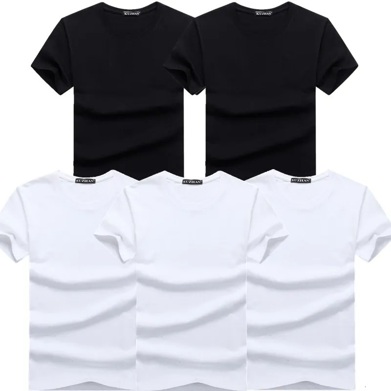 high-quality fashionable mens T-shirt casual short sleeved mens pure cotton casual T-shirt summer clothing 5 pieces/batch 240930