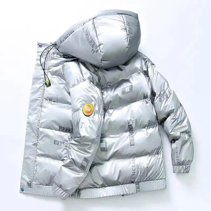 Winter Mens Hoodie Inflatable Jacket Shiny Coat Leisure Park High Quality Mens White Duck Outdoor Windproof Jacket 4XL 240923