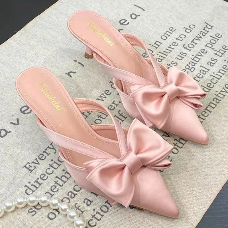 Pointed New Toe Women 2024 Summer Fashion Thin High Heels Slippers Female Casual Party Outdoor Sgbac Pumps Mujer 240921