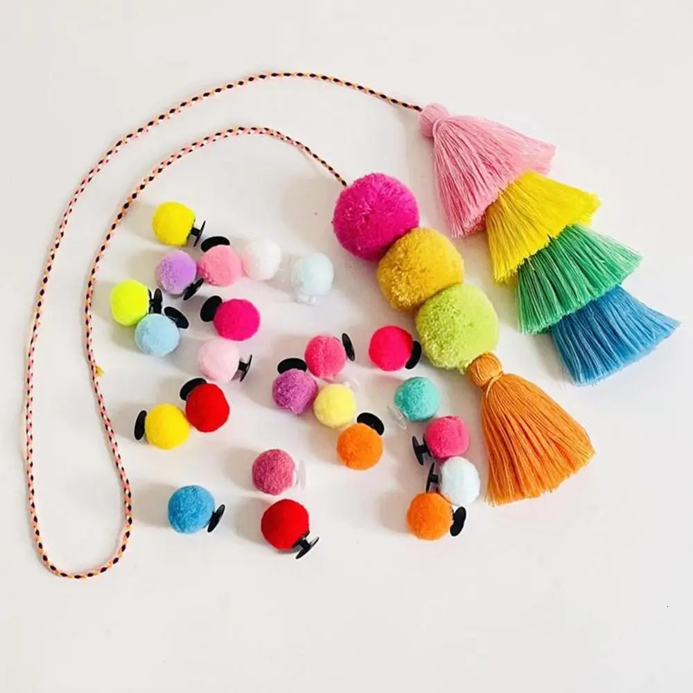 Colorful Charm DIY Rubber Beach Bag Accessories for Borg Bags Flower and Pearl Pom Tassel ww 241008