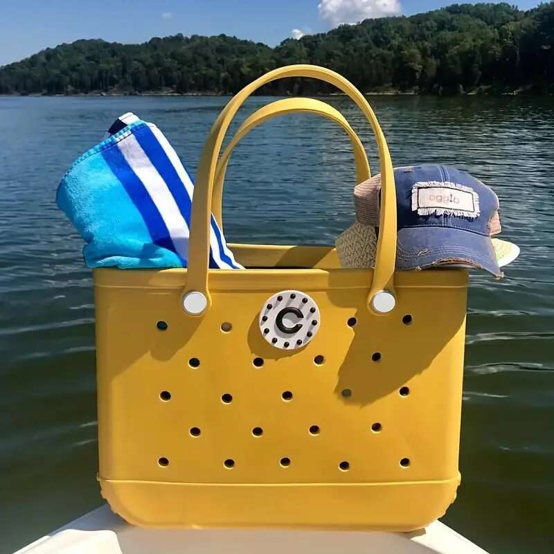Medium Beach EVA Rubber Waterproof Pool Shoulder Handbag Picnic Women Shopping Storage Basket Tote Jelly Sac Bogg Bag w2504171BLI6JD2