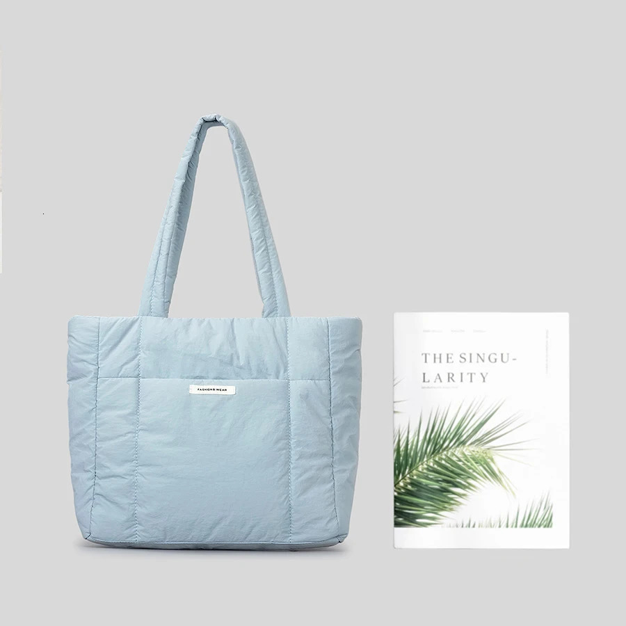 Casual Nylon Women Shoulder Bags Padded Lady Handbags Large Capacity Tote Bag Simple Lightweight Puffer Shopper Purses 240930