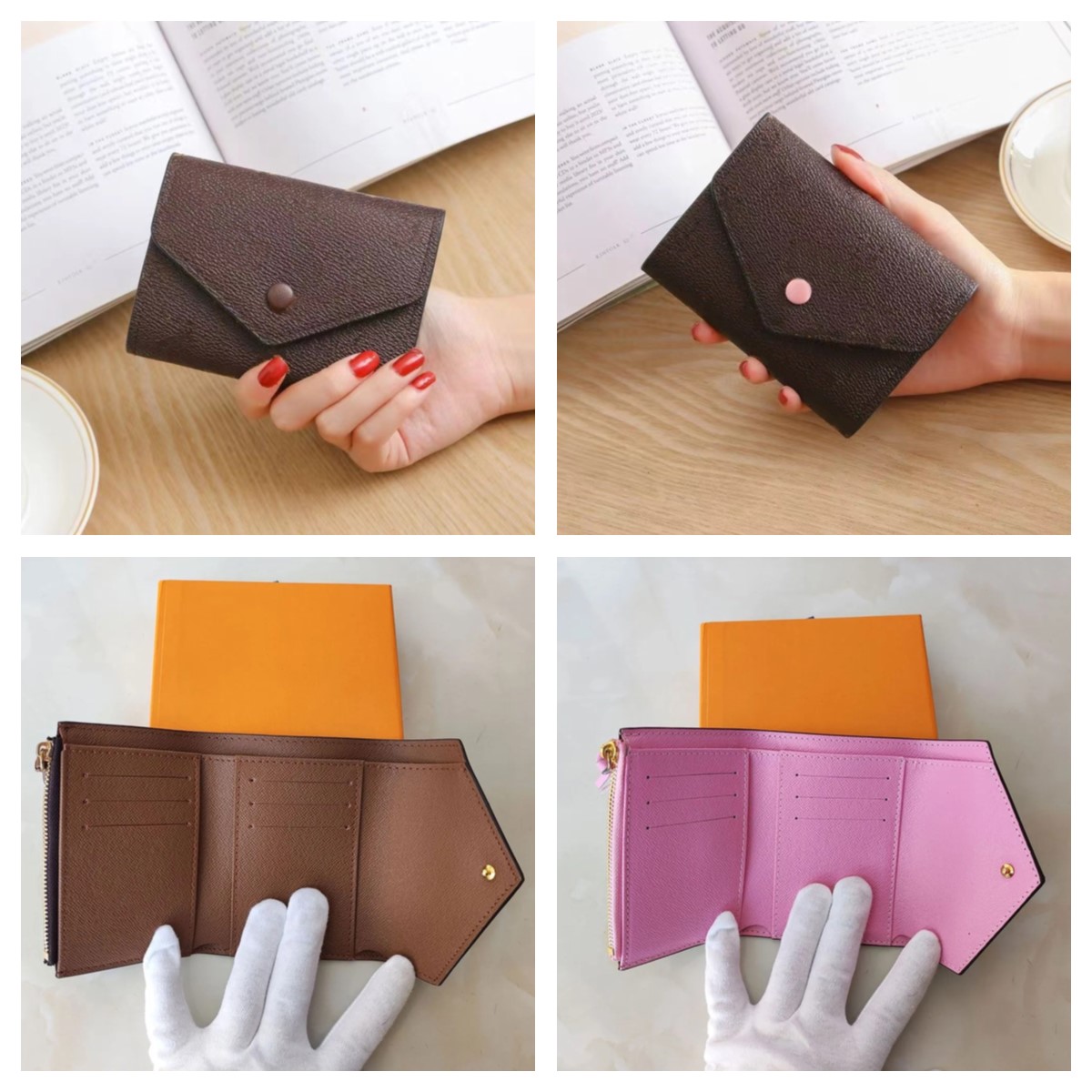 leather Designer Ms. Wallets Holders for women Coin Purse Small Wallet victorine Woman Card Holder Luxury Brown Flower Short Wallets Mini Wallets With Box