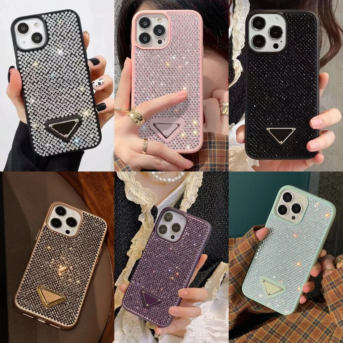 Phone Case Glitter iPhone Case For iPhone 16 Pro Max 15 Pro Max 14 13 12 11 15 Plus Phonecase Designer Bling Sparkling Rhinestone Diamond Jewelled Crystal Case