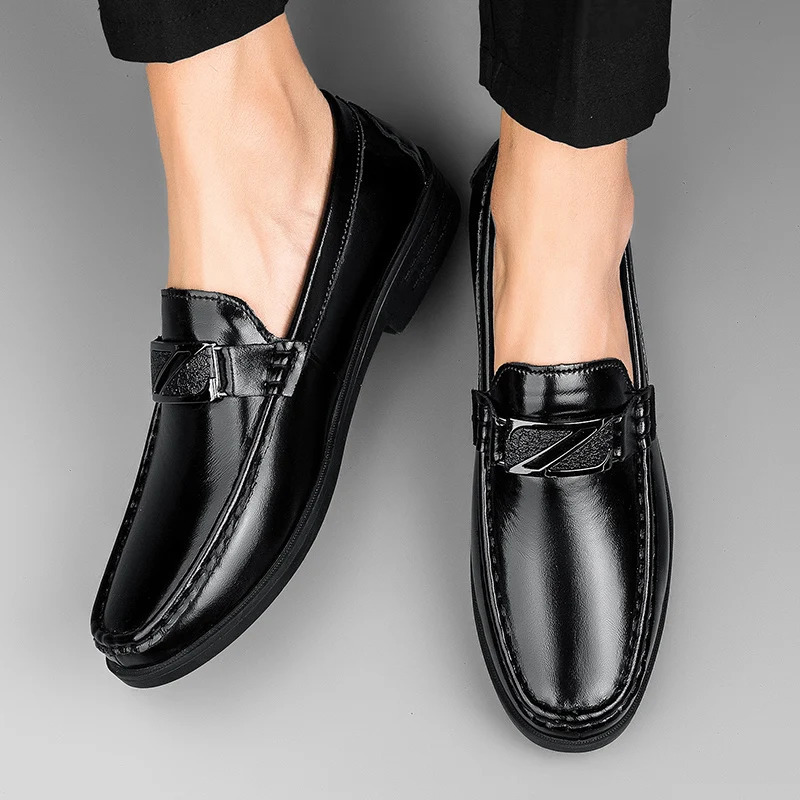 Formal dress mens flat shoes/5cm elevator shoes mens lifting sports shoes soft denim leather mens casual height increase shoes 240930 - view 7