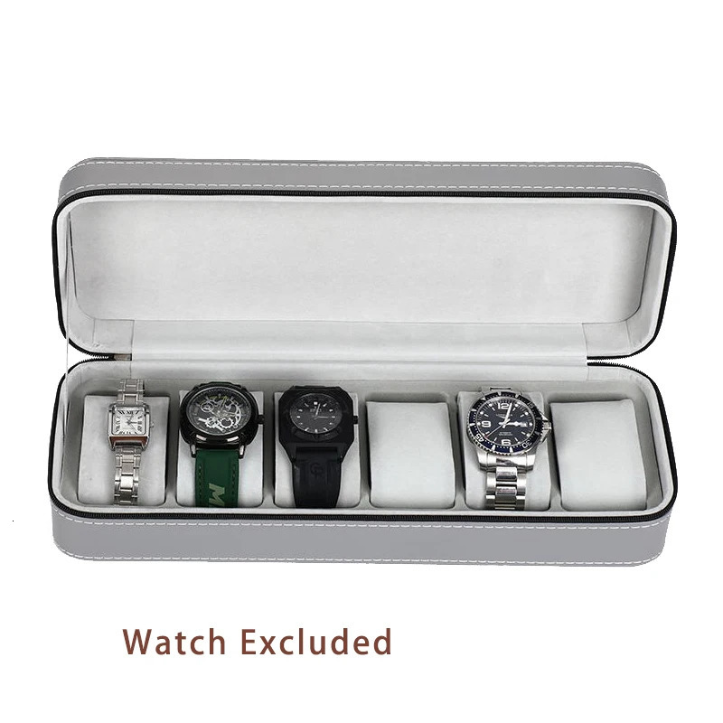 Watch Box Zippered Travel Case PU Leather Watch Storage Box Jewelry Collection Display Holder Organizer for Men Women 240927