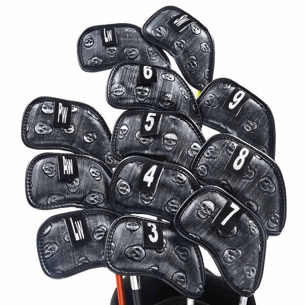 12 piecesset Skeleton Golf Iron Head Cover 39 Pw Aw Sw Lw Club Printing Digital Case Training Equipment Accessories 240921