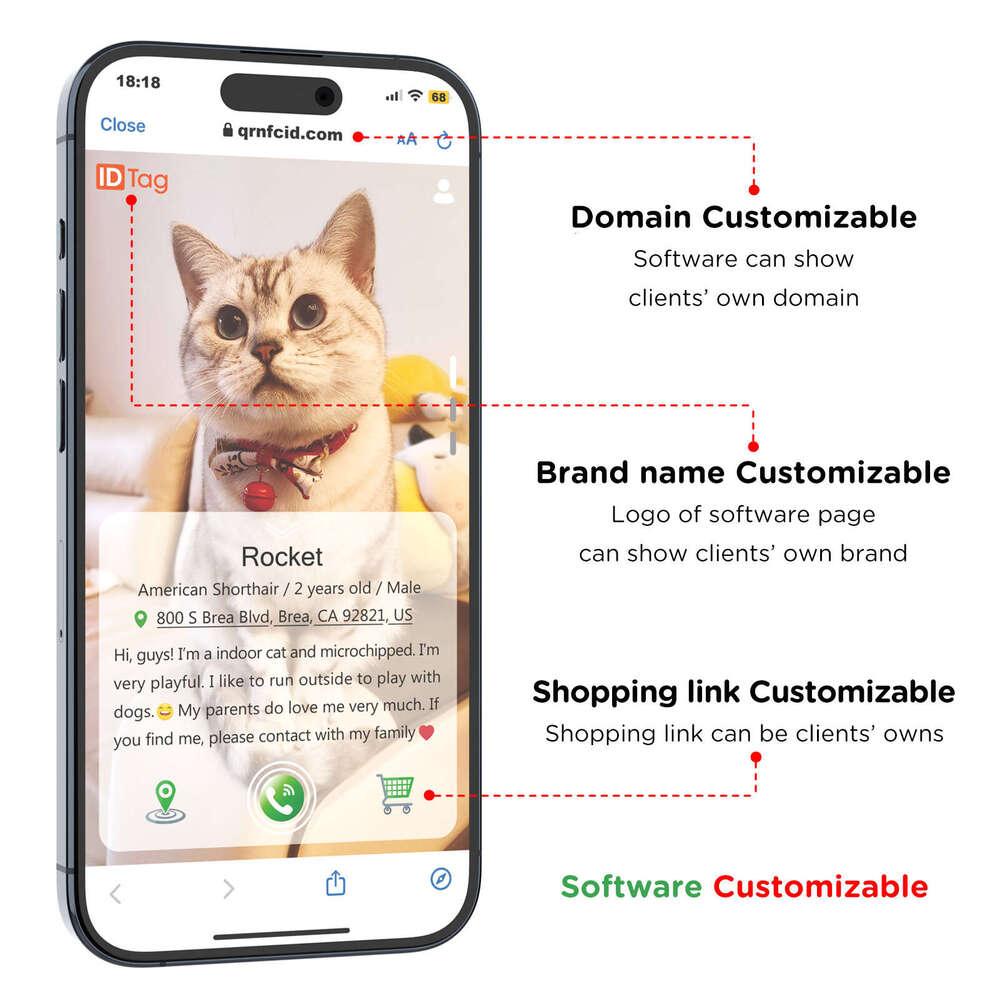 Software ready Personalized Adjustable Breakaway Buckle Anti-loss Safety Smart Cat Collar Necklace With ID Name Tag