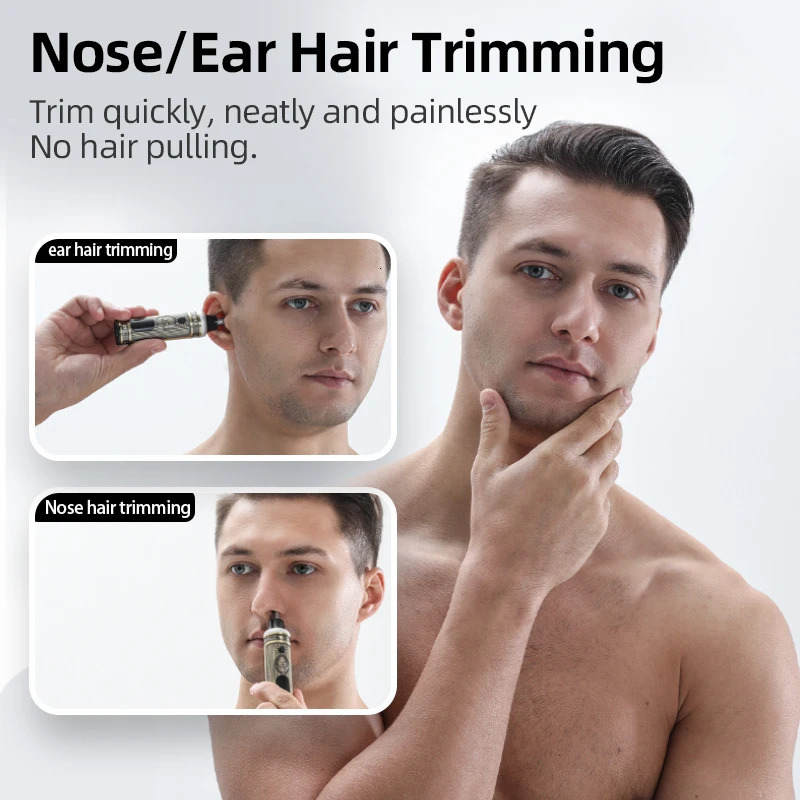 RESUXI LM-502 all metal body LCD electric nose and ear trimmer brushless tool rechargeable nose and ear trimmer 240924