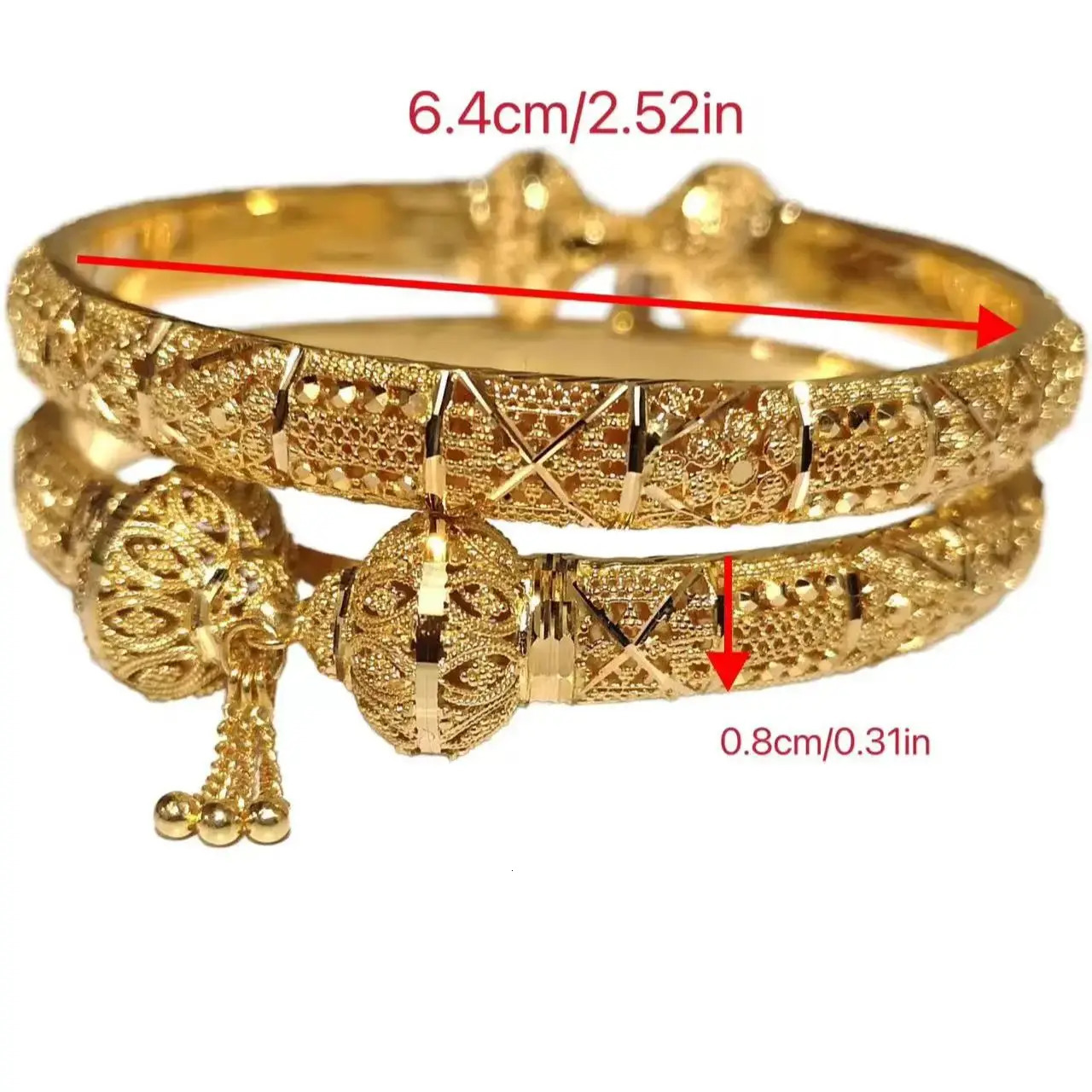 Dubai Real Gold 24k Plated Bracelet For Women Copper Man Bangles Indian Hand Jewelry Accessories Gifts 2024 240929 - view 5