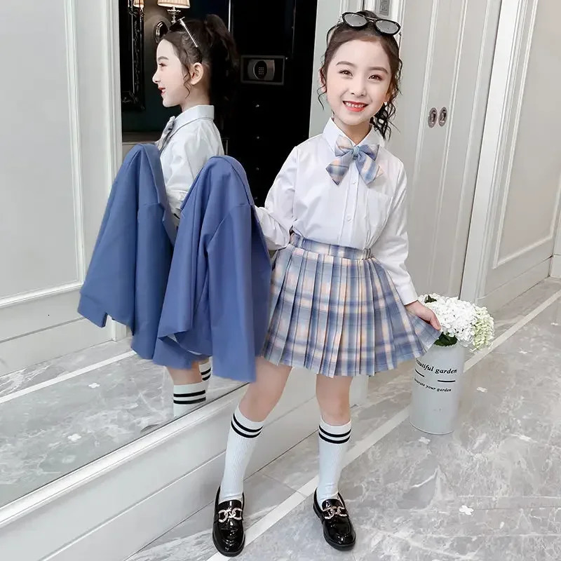 Baby Girls Jk Uniform Japanese BlazerShirtSkirt 3Pcs/Set Children College Spring Autumn School Show Kids Princess Clothes Set 240923