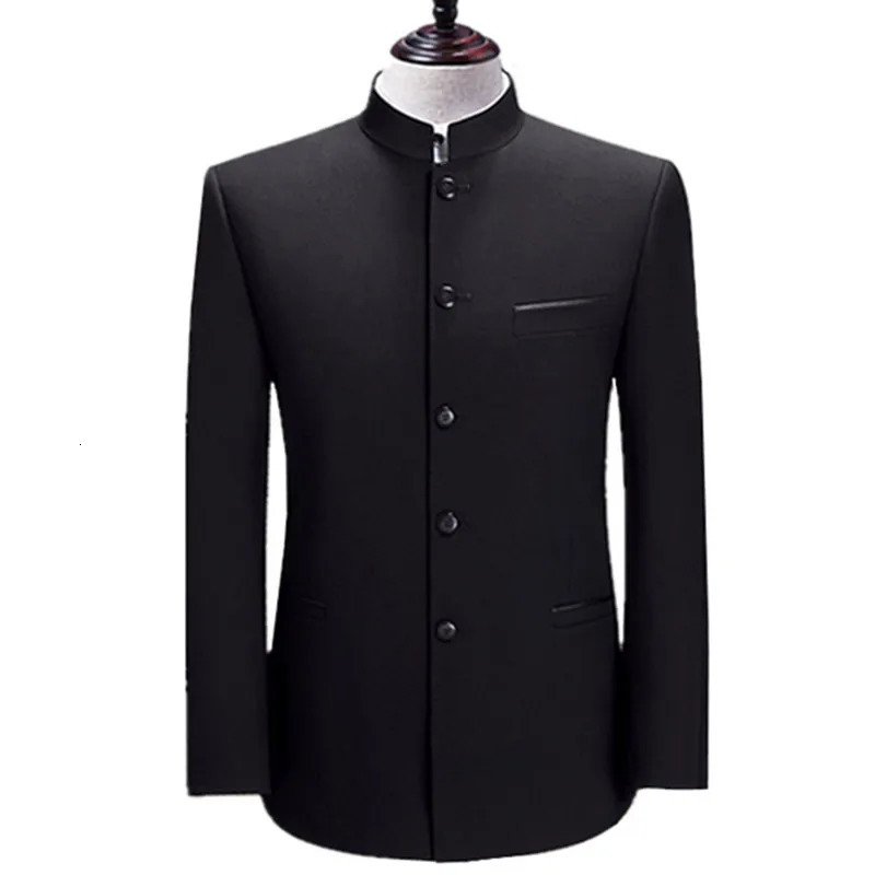 Chinese Style Mandarin Stand Collar Business Casual Wedding Slim Fit Blazer Men Casual Suit Jacket Male Coat 4XL 240930