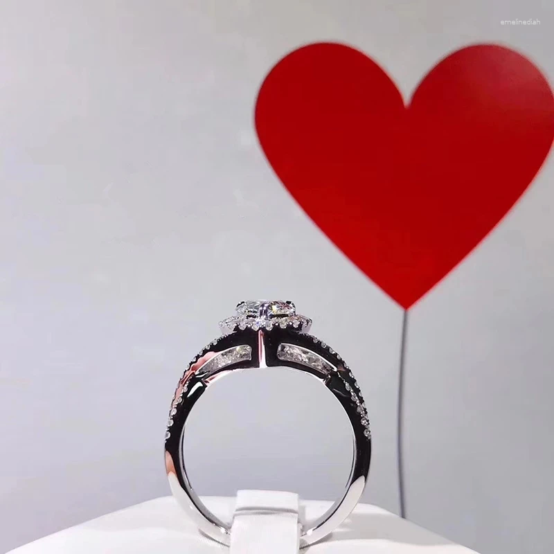 Cluster Rings 9K Au375 White Gold Women Ring Moissanite Diamonds 1 2 3 4 5 Ct Pear Water Drop Cross Wedding Party Engagement Anniversary