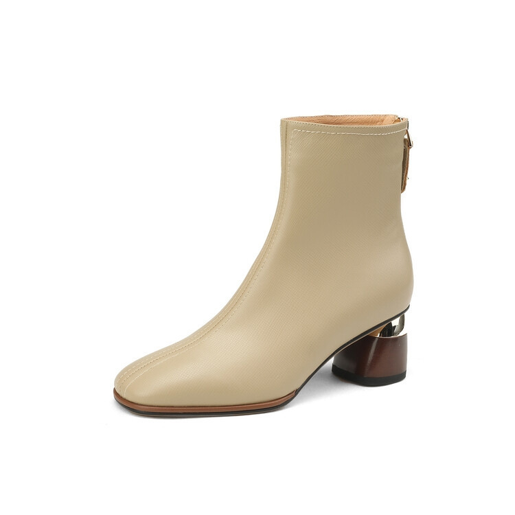 Women Shoes Fashion Boots Special Design High Chunky Round Heel Winter Trendy Wear Triple Black Apricot fashion