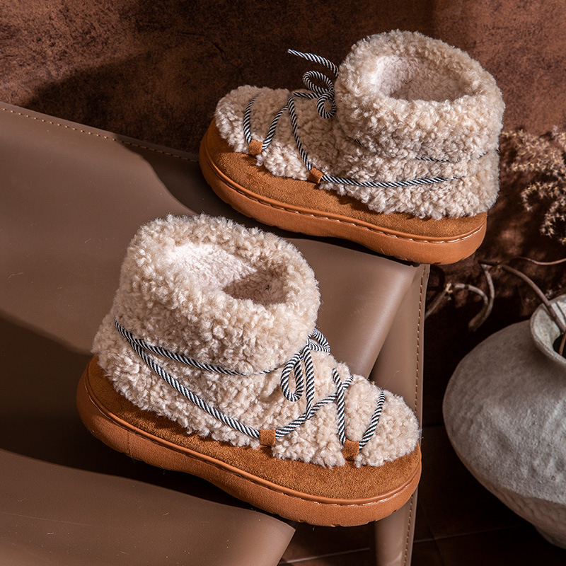 Women's soled Snow 2024 New Winter Plus Thick Cotton Boots Anti slip Warm Veet Shoes 241116