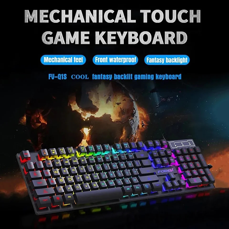 Wired Office Gaming Keyboard Mouse Set USB RGB Backlight Luminous Mechanical Feel For Laptop Computer PC Accessories 240929