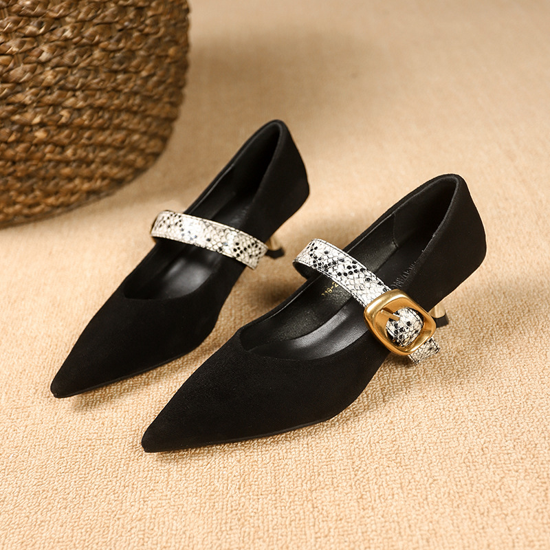 Casual Chic: Women's High Heel Pointed Toe Pumps, Black 3d64