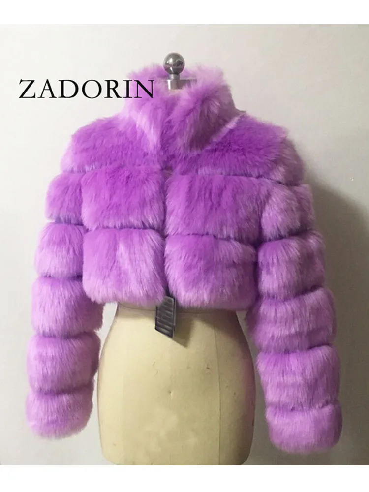 Zadorin Womens Fashion Tailored Faux Fur Coat Warm Standing Fur Collar Ultra Thin Fluffy Fur Jacket Womens Winter Fur Coat 240923