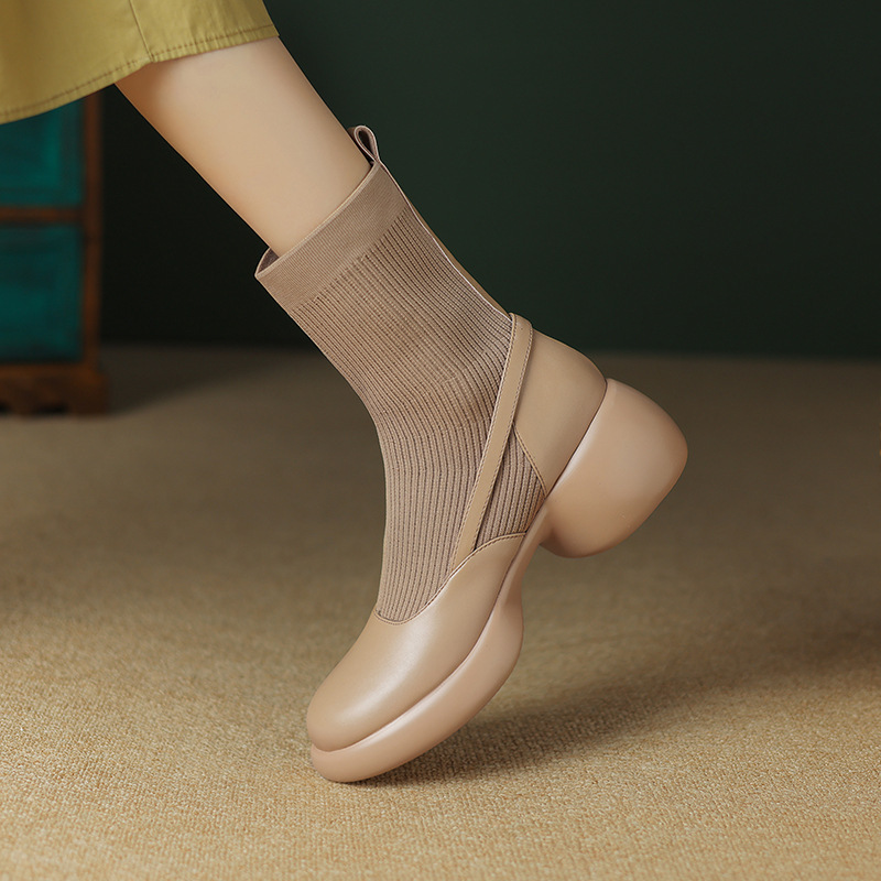 High Chunky Heel Boots for Women 2024 Fashion | Triple Black Khaki c048