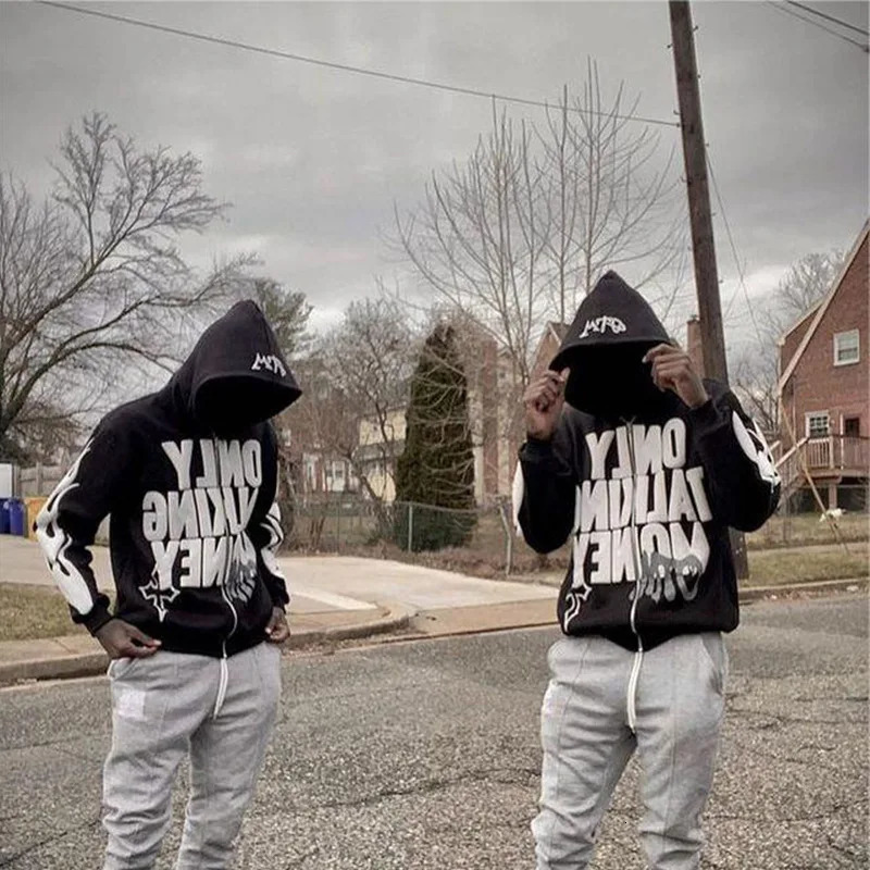 Y2K Flame Letter High Street Hip Hop Campus Loose Zipper Hoodie Mens Gothic Harajuku Leisure Street Oversized Sportswear Unisex 240927