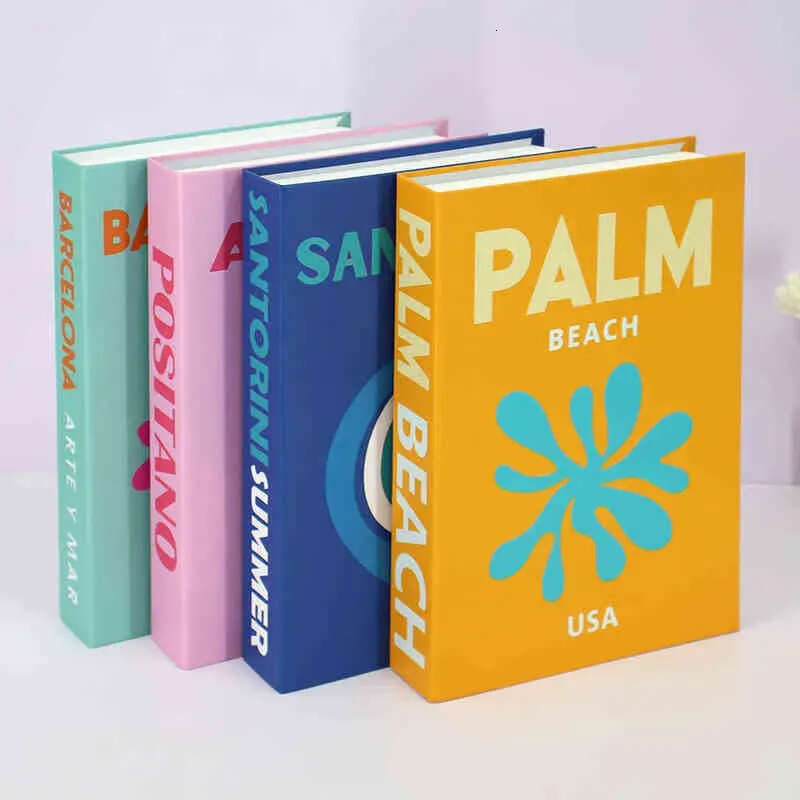 For Decor Home 6Pcs/Set Figurines Travel Series Designer Fake Book Decorative Colorful Living Prop Boo ative