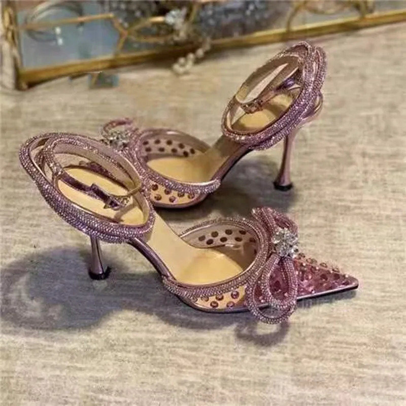 Crystal Bow Sequin Ankle Strap High Heels, Sexy Summer Sandals for Women, 2024 Wedding & Party Shoes