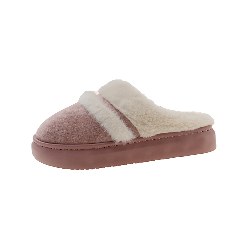 Women Slippers Fashion Winter Wear Warm Thick Sole Anti Slip Triple Black Beige Yellow Pink Free shipping